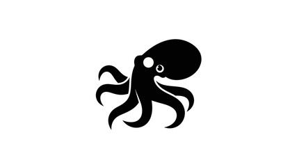 Black octopus silhouette on white background © Verdik