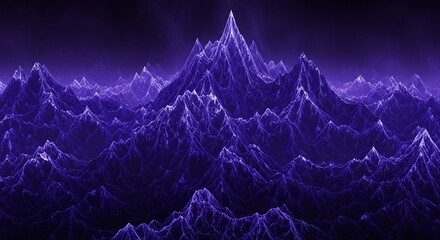 Abstract Purple Mountain Range Landscape with Jagged Peaks and Dark Sky.