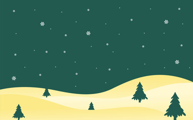 Snowy Winter Night Over Peaceful Hills Background