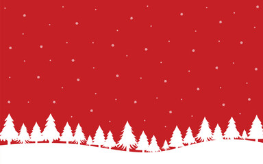 Winter Forest Silhouette Under Falling Snow Background