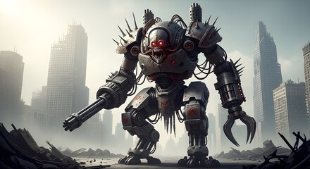 Naklejka premium The Bone-Steel Behemoth Rise of the Necro-Mech Warlord of the Ruined Wastes