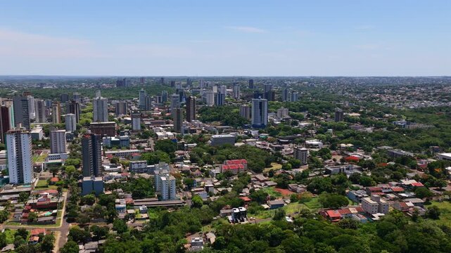 City Neighbourhood Of Foz do Igua&ccedil;u In The Parana State In Brazil. Aerial Drone Shot