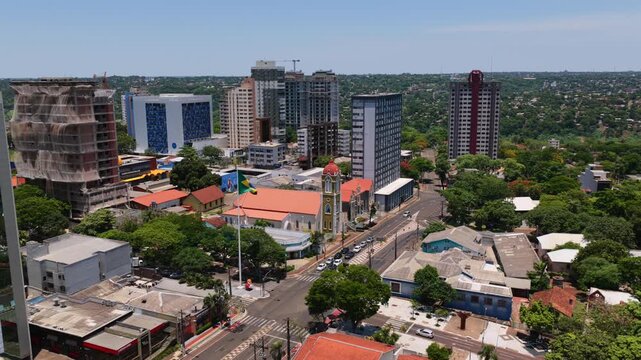 Aerial View Of The Par&oacute;quia S&atilde;o Jo&atilde;o Batista (St. John the Baptist Parish Church) In Foz do Igua&ccedil;u, Brazil.