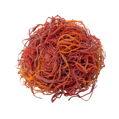 Orange and red fiber bundle fibers texture isolated on a transparent background