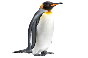 Obraz premium A penguin standing tall, isolate on white background, with its black and white feathers sleek and shiny. PNG