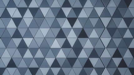 Obraz premium Geometric pattern of triangles in shades of blue and gray on a facade