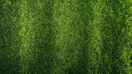 Obraz premium Aerial perspective of a lush green turf showing even mowing lines and healthy grass texture