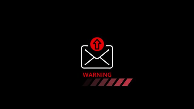 Email  error concept with red loading bar on black  background concept. Email sent error concept. 4k video animation 