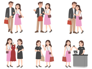 Fototapeta premium Illustration set of people shopping