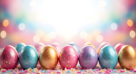 Easter eggs celebration with colorful decorations and traditional symbols
