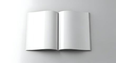 Open Blank Book with White Pages on Gray Surface High Angle View