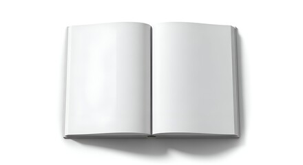 Open Book With Blank White Pages on White Background with Soft Lighting and Shadow