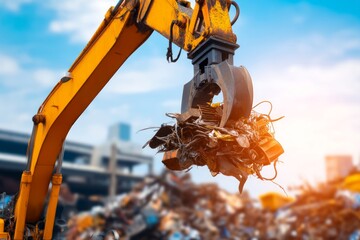 Automated Crane Sorting Scrap Metal with Magnetic Gripper