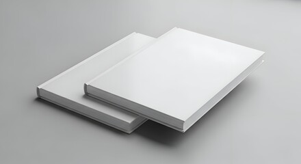 Two White Rectangular Panels Overlapping on a Gray Surface with Soft Lighting