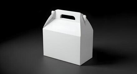 White Cardboard Gift Box On Black Background With Shadow