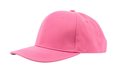 Fototapeta premium A vibrant, solid-pink baseball cap, set against a black background