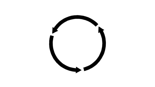 Black Circular Arrow Rotating Smoothly on White Background