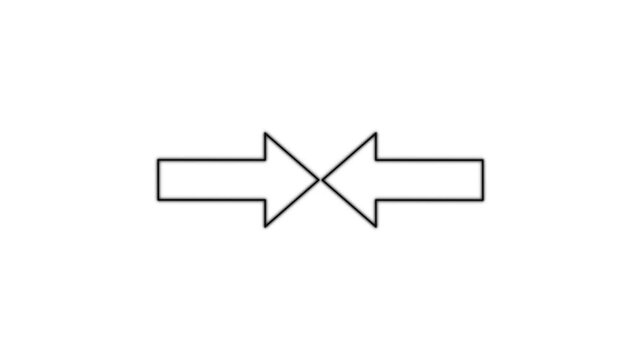Two Black Arrows Move Toward and Cross Each Other