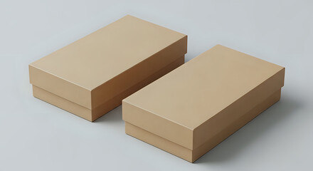 Two brown cardboard boxes on gray background