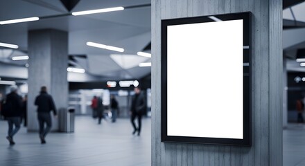 Blank Advertising Board Displayed in a Modern Urban Environment with Blurry Background