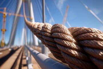Close-Up of Cable on Bridge in Tensioning Operation