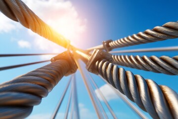 Close-Up of Tension Cables on a Suspension Bridge