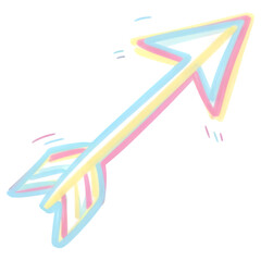 Whimsical Pastel Arrow Doodle Isolated on White