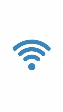 A blue WiFi symbol on a white background