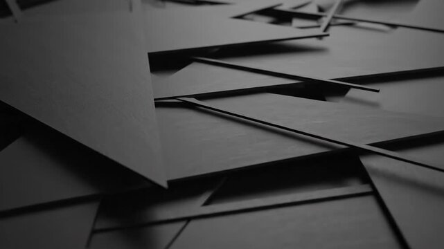 Abstract black and white paper pieces composition close up shot