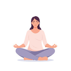 Obraz premium A woman sits cross-legged in meditation
