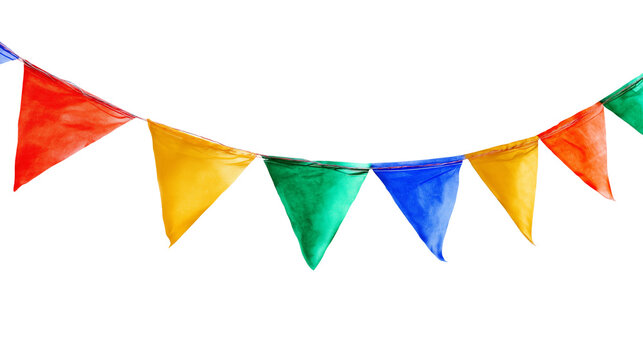 Colorful bunting banners for festival,carnival,party,transparent background clipping path,PNG.