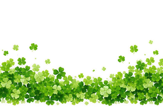 Shamrock clover border green festive decoration on transparent background
