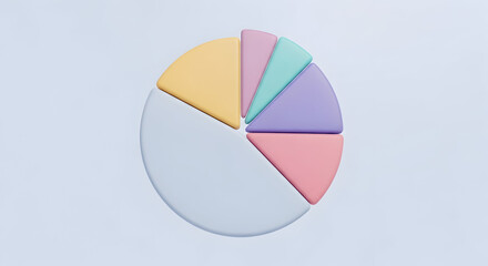 Obraz premium Pastel colored pie chart on blue