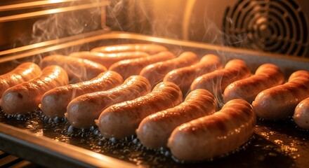 Sizzling Sausages - A Culinary Delight Fresh from the Oven.