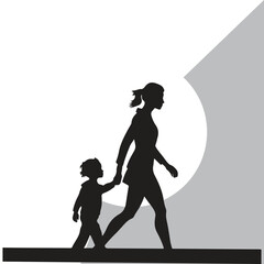 Single parent with child silhouette