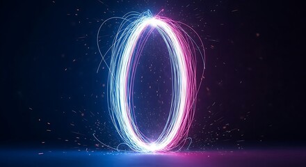 Abstract Light Painting - A Glowing Oval Portal in the Dark.