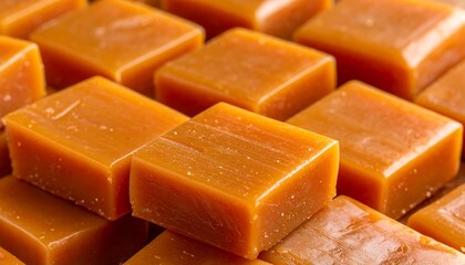 Close-up of square, golden-brown confectionery treats