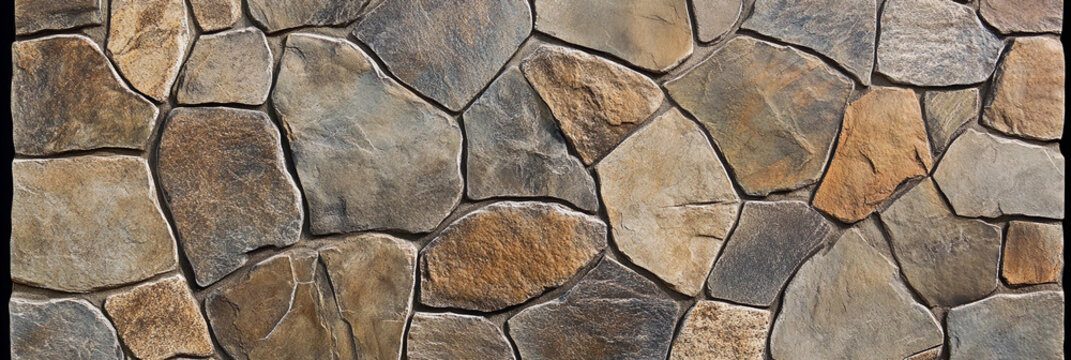 Textured flagstone wall displays various shapes and colors Generative AI