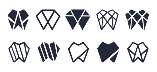 Geometric Tooth Logo Set Vector Design