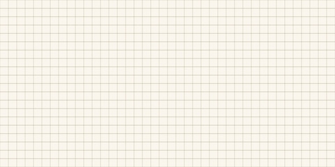 Naklejka na ściany i meble Old beige square notebook paper seamless pattern. Squared grid texture with brown lines. Paper math mesh sheet seamless background. Vector illustration isolated on white background.