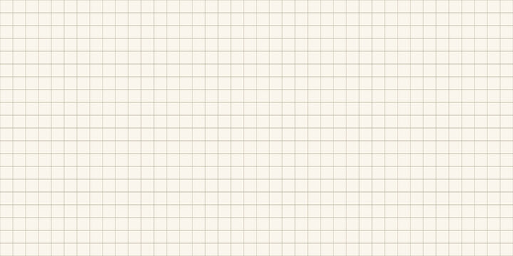 Old beige square notebook paper seamless pattern. Squared grid texture with brown lines. Paper math mesh sheet seamless background. Vector illustration isolated on white background.