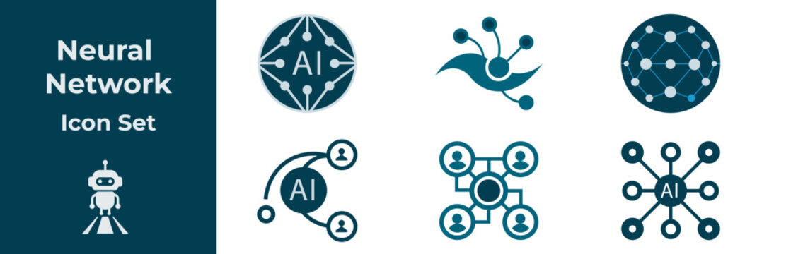 Neural Network Flat Icons Set