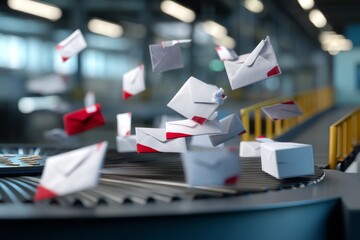 Automated Postal Sorting Drum with Spinning Letters at Full Load