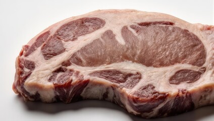Raw pork shoulder roast with visible marbling on a white background.