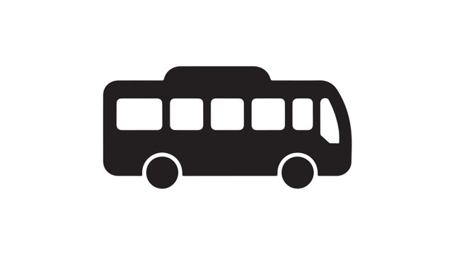 City Bus Silhouette in Modern Minimalist Style with Solid Black Color on White Background for Transportation Icon