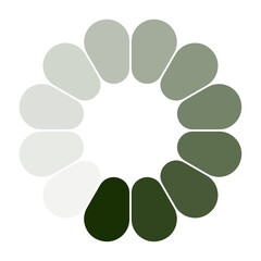 Dark green download or update icon in the form of a flower petal, Vector illustration