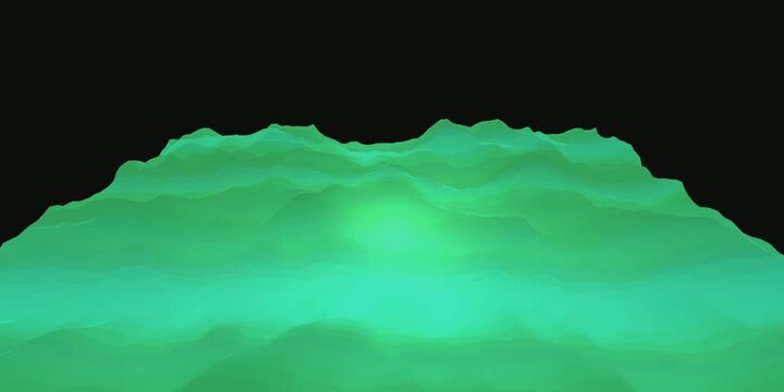 Abstract Neon Liquid Flow: 3D Generative Mesh Terrain Animation with Rainbow Gradient
