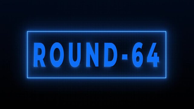 Round 64 Neon Digital Countdown HUD Screen Animation Background 4K