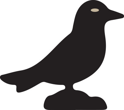 Black bird silhouette isolated on transparent background