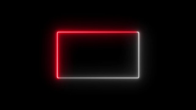 Looping HUD tech neon rectangle frame with vibrant RGB glow, perfect for futuristic intros, tech overlay, game streaming background. sci-fi digital content . 4k